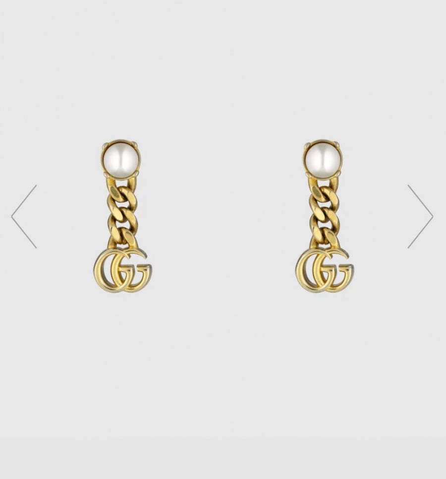 قوتشي | Pearl Double G earrings