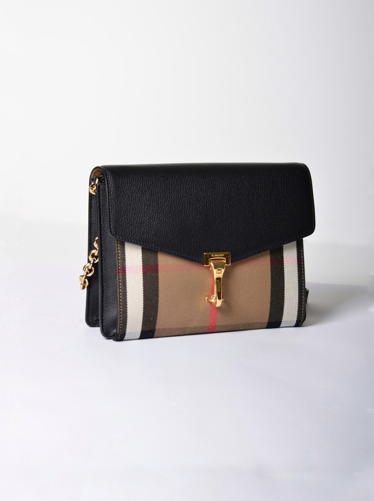 بيربري | Macken Crossbody Bag Leather and House Check Canvas Small