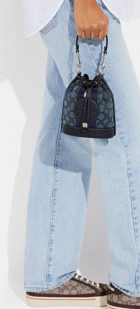 كوتش | Mini Dempsey Bucket Bag In Signature Jacquard With Stripe And Coach Patch