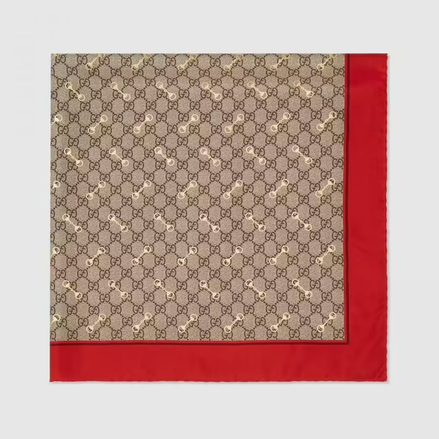 قوتشي | GG print with Horsebit silk carré