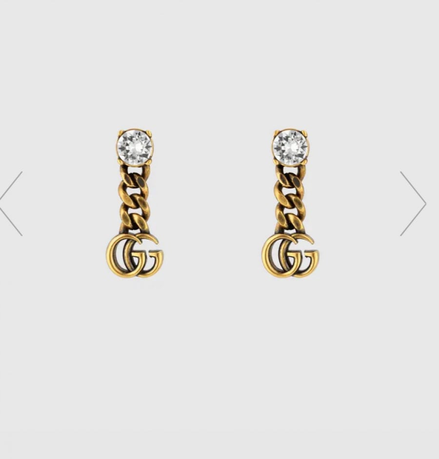 قوتشي | Crystal Double G earrings