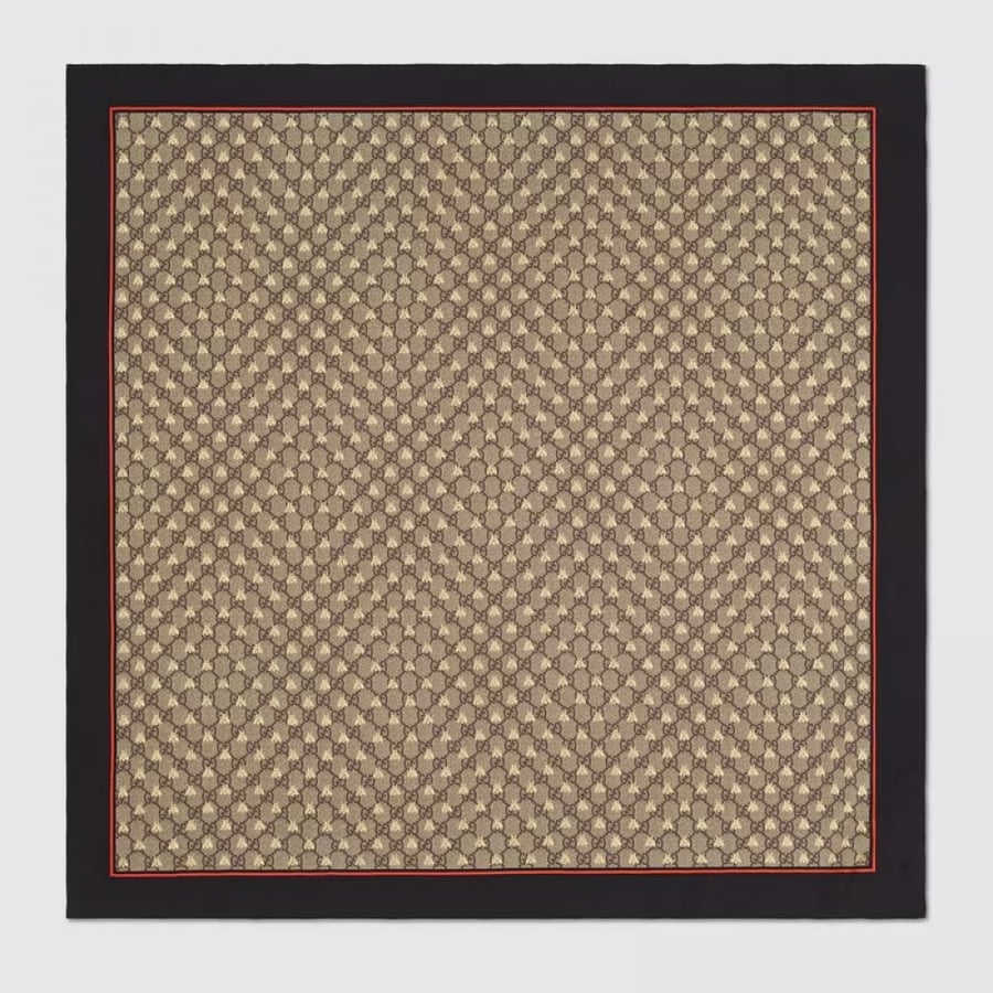 قوتشي | GG bees silk scarf