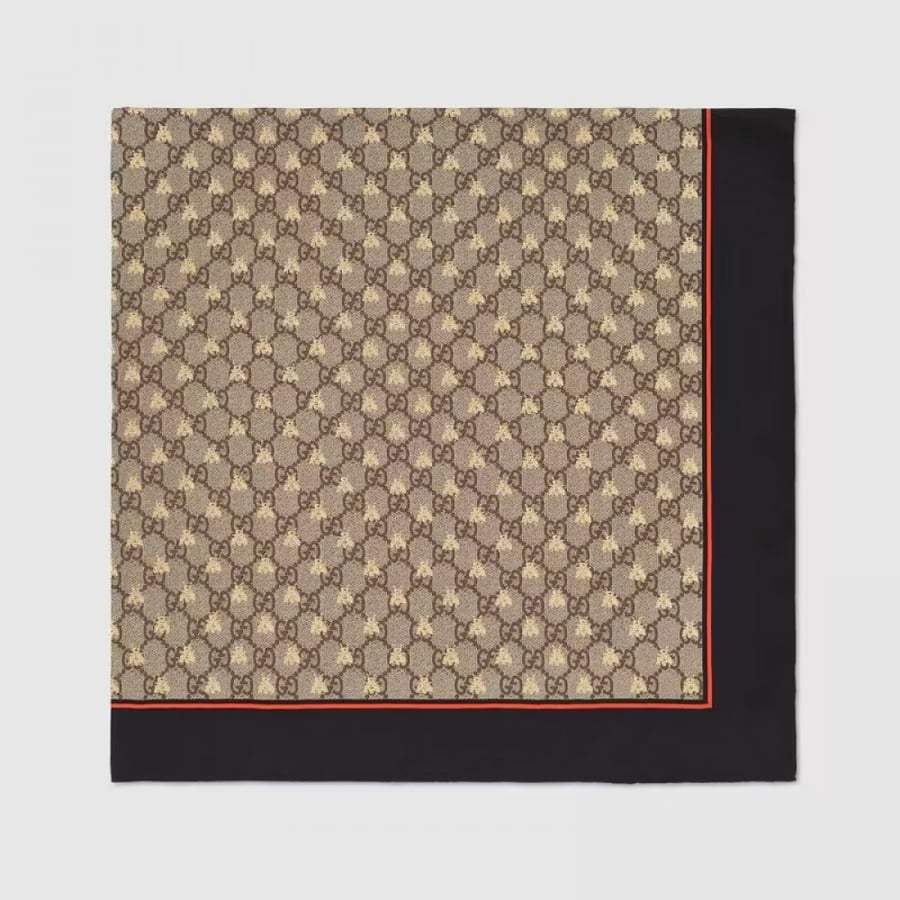 قوتشي | GG bees silk scarf