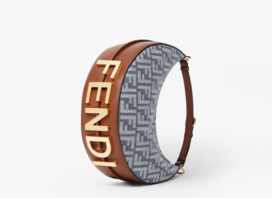 Fendigraphy Small Blue denim-effect FF jacquard bag
