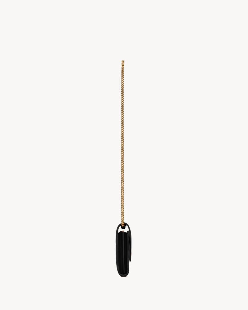 pochette con catena cassandre classica in pelle grain de poudre BLACK