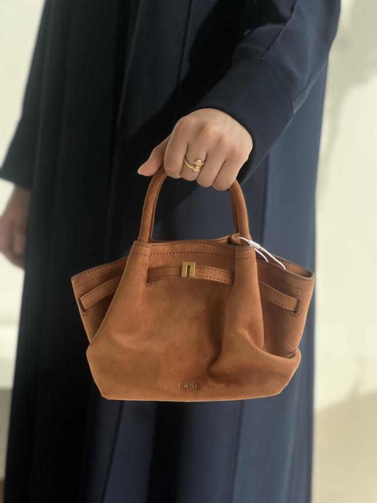 Hana Mini Faux Suede Tote Bag - Brown