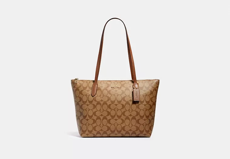 كوتش | Zip Top Tote In Signature Canvas