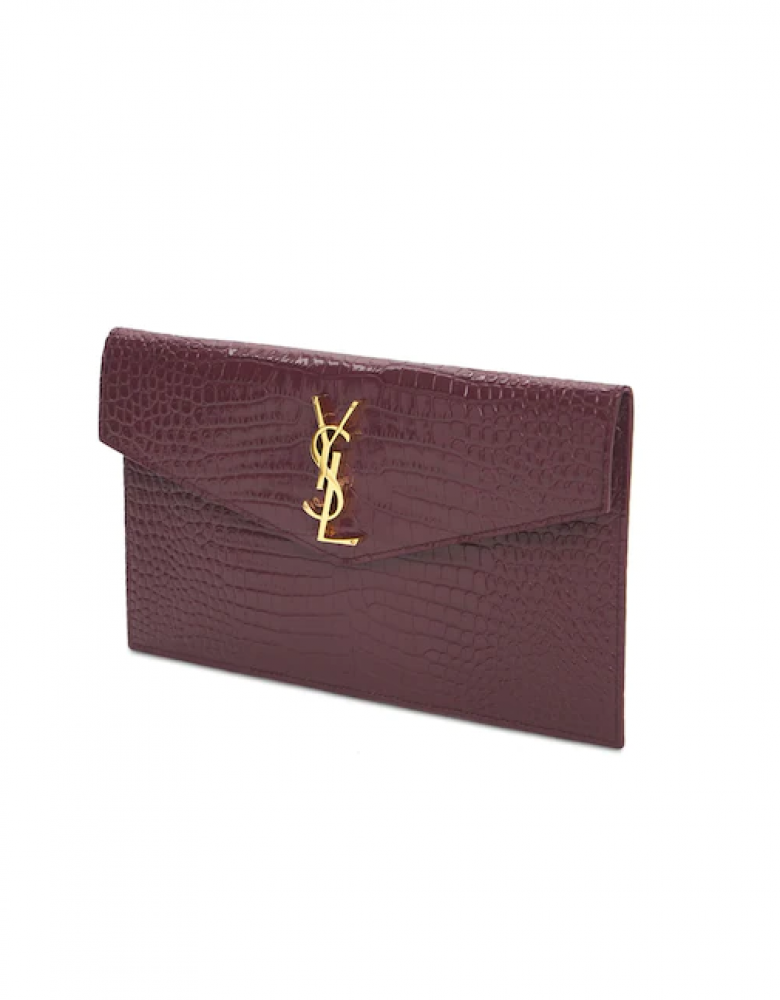سان لوران | UPTOWN POUCH IN CROCODILE EMBOSSED SHINY LEATHER