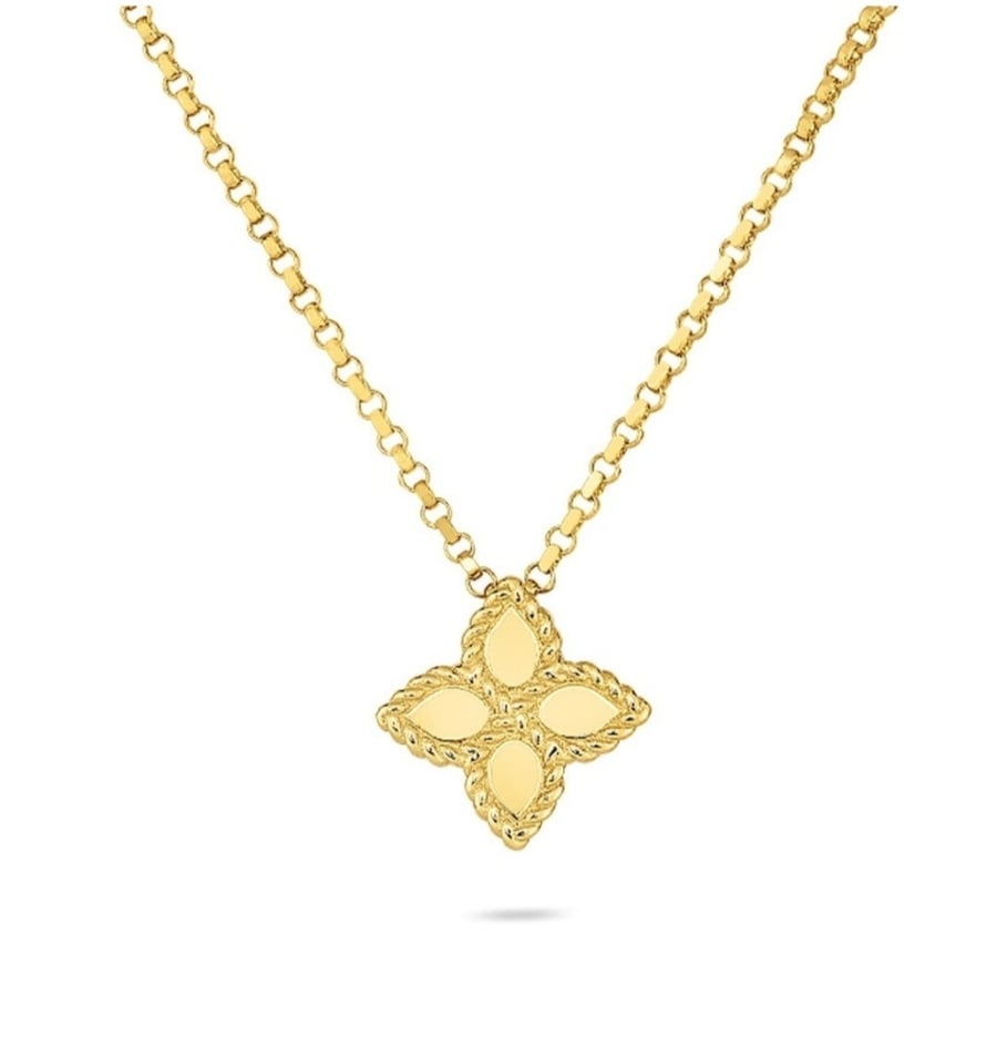 روبيرتو كوين | Princess Flower Yellow Gold Small Pendant Necklace