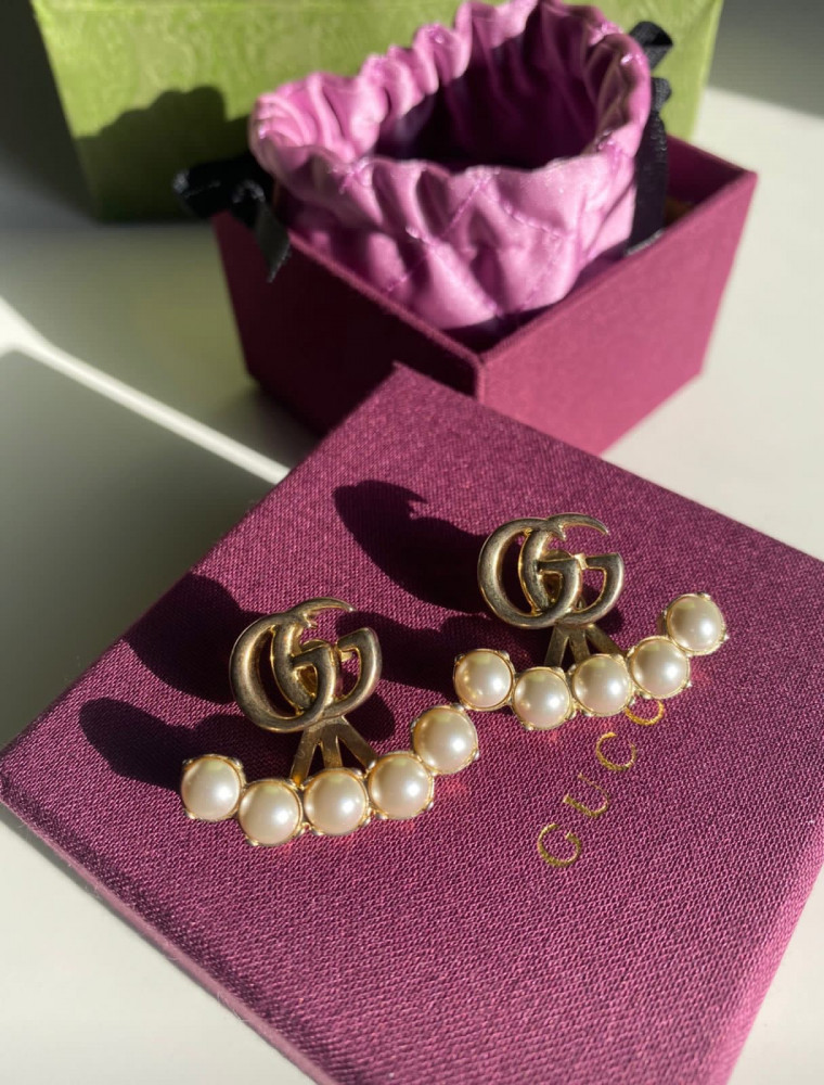 قوتشي | Orecchini Doppia G con perle