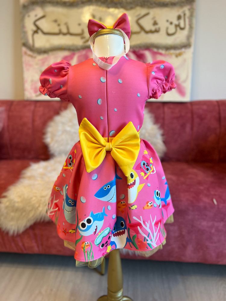 فستان بيبي شارك الوردي Baby shark pink dress