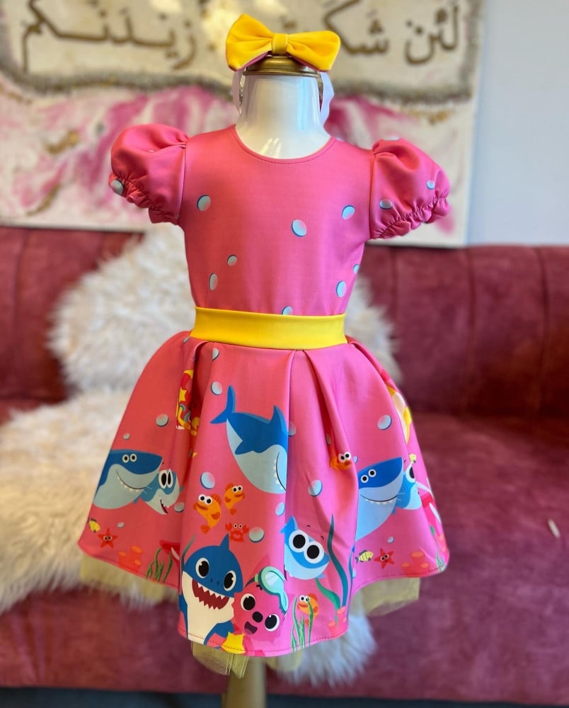 فستان بيبي شارك الوردي Baby shark pink dress
