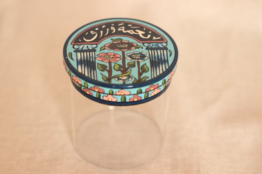 Jar glass with hand painted cover
