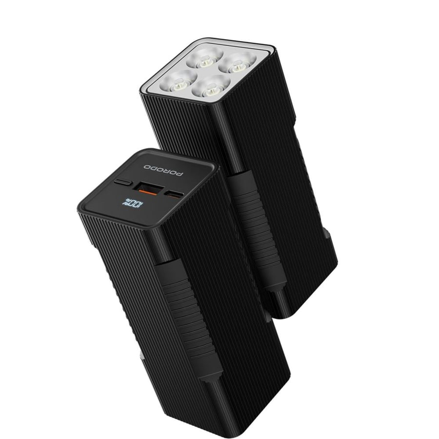 باور بانك 10000 مللي أمبير بسرعة شحن 22.5 واط مع كشاف ضوئي بورودو Porodo Power Bank