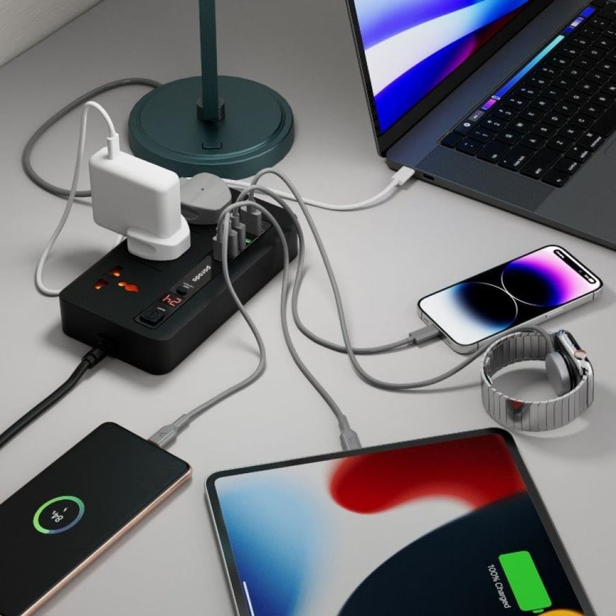 بورودو توصيلة كهربائية HUB 4 USB-A/USB-C مجموعة التميت للمنزل والمكتب 2 متر