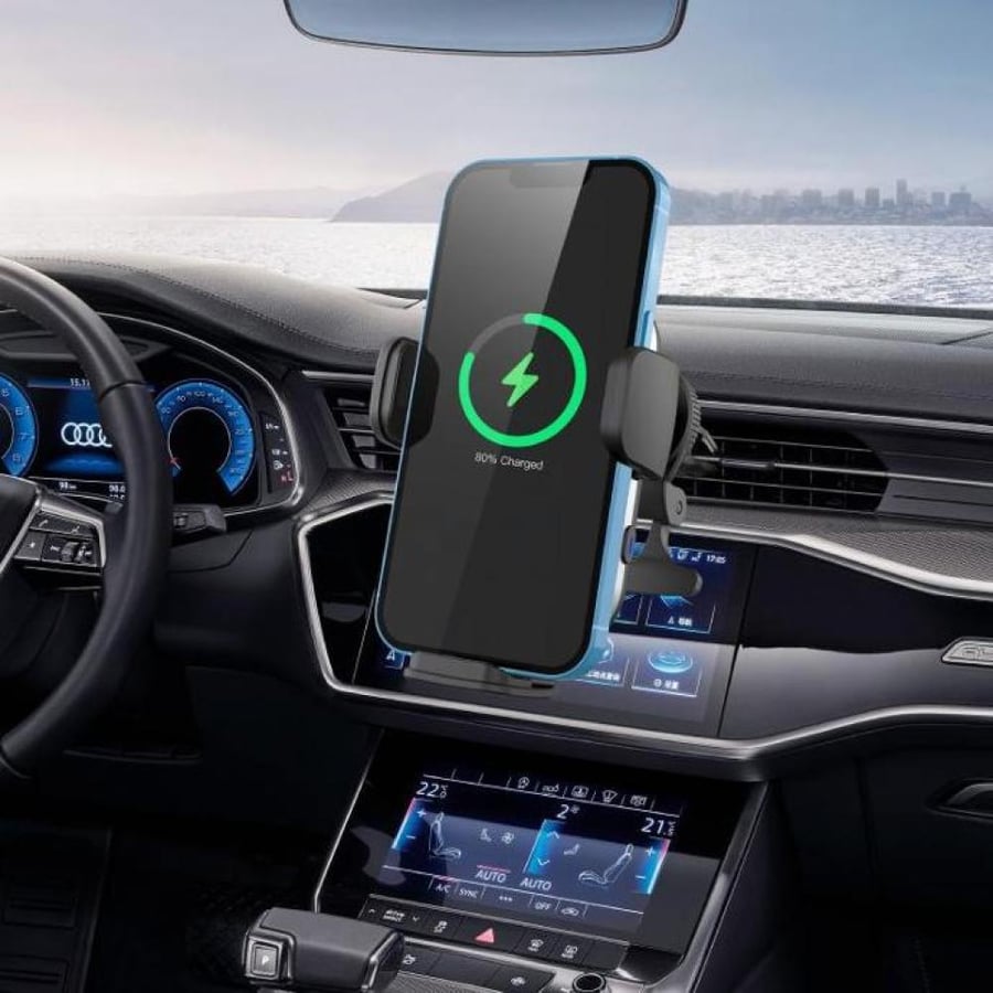 Car phone holder with wireless charging Borology with built-in cooling fan 15 watts