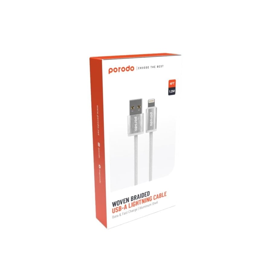 كابل USB A إلى Lightning 2.4A من بورودو Woven بطول 1.2 متر