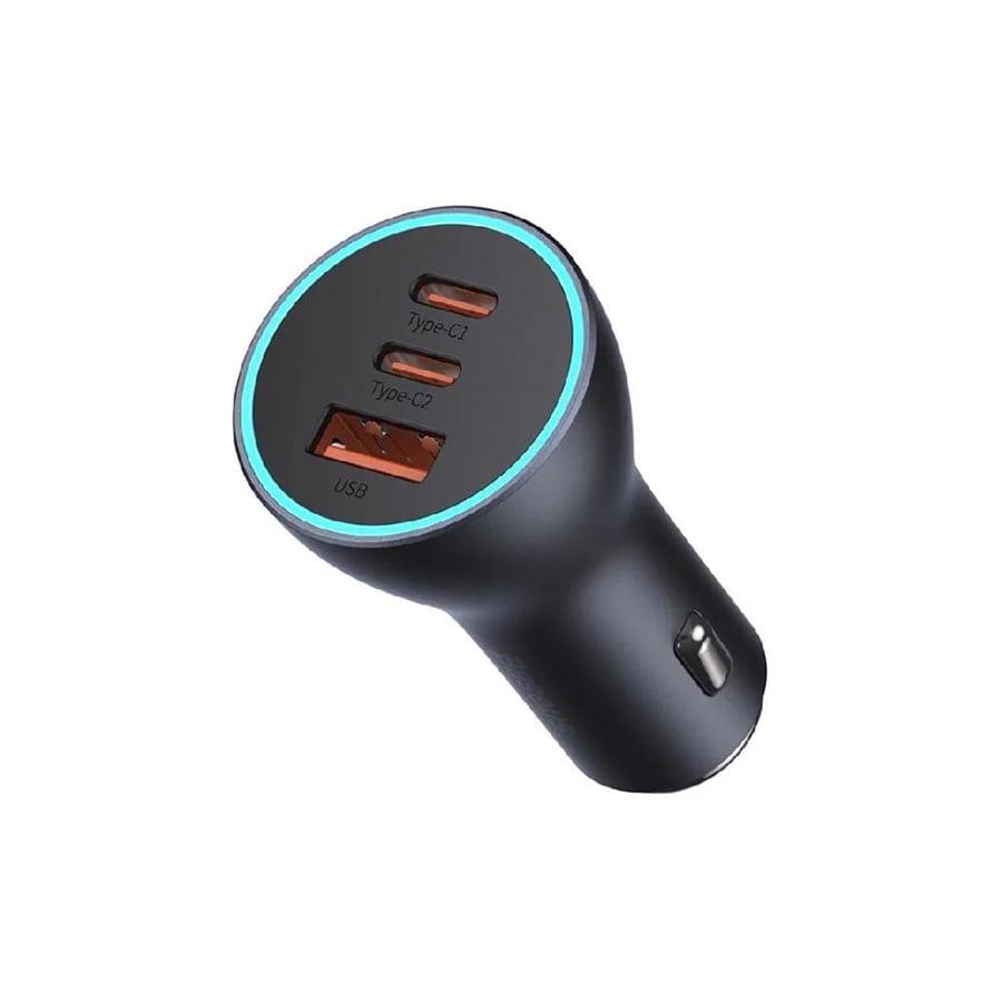 شاحن سيارة Baseus Golden Contactor Pro USB-A + 2x USB-C 65W رمادي داكن