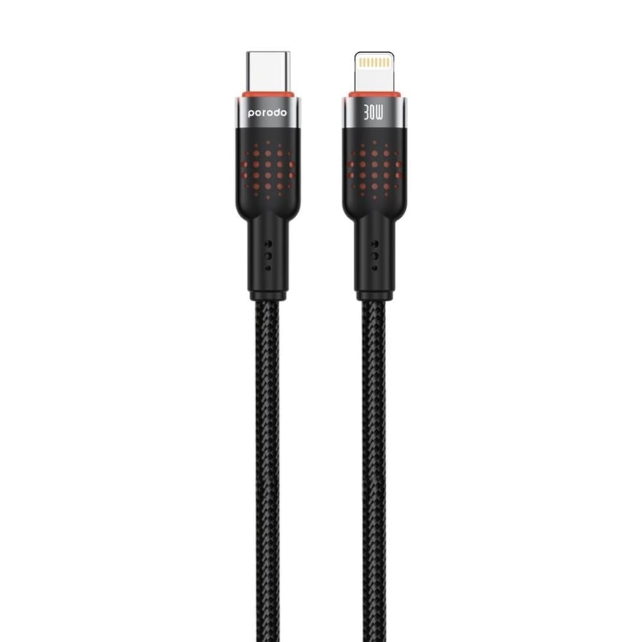 Porodo USB-C to Lightning braided cable made of aluminum