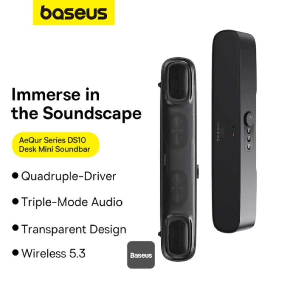 مكبر صوت بلوتوث صغير الحجم من Baseus AeQur Series DS10 (بدون بطارية) - أسود