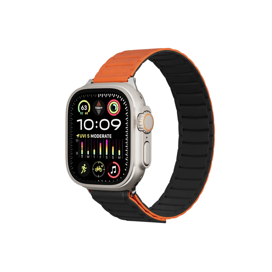 Livello Stella watch bracelet black/orange silicone with magnet - 49/46 mm