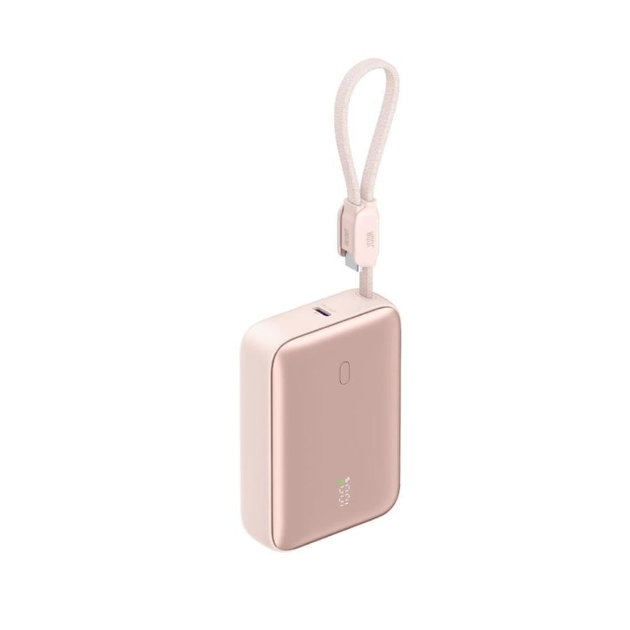 Joda - portable battery with a capacity of 10,000, power of 22.5 watts, with Type C port, and USB port, and integrated Type C cable - pink