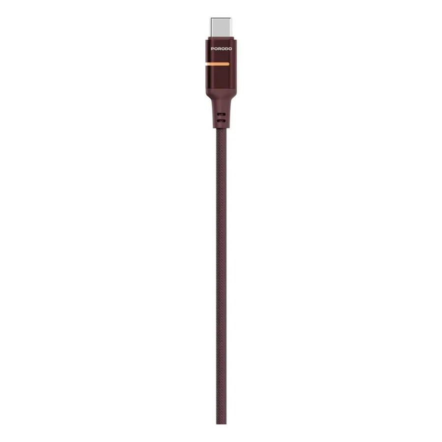 كابل بورودو أركانو 60 واط USB-C إلى USB-C مع إضاءة LED محيطية - عنابي