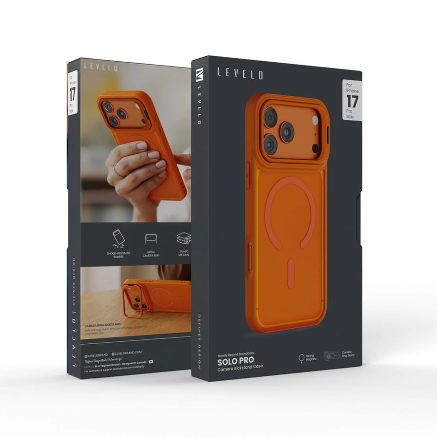 كفر ايفون 17 برو ماكس مع حامل كاميرا ليفيلو Levelo Solo Pro Camera Kickstand Case
