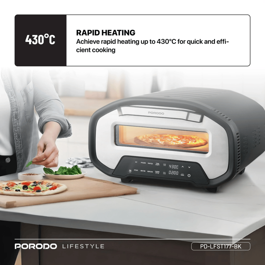 فرن بيتزا 12 لتر أسود بورودو Porodo Lifestyle Pizza Oven