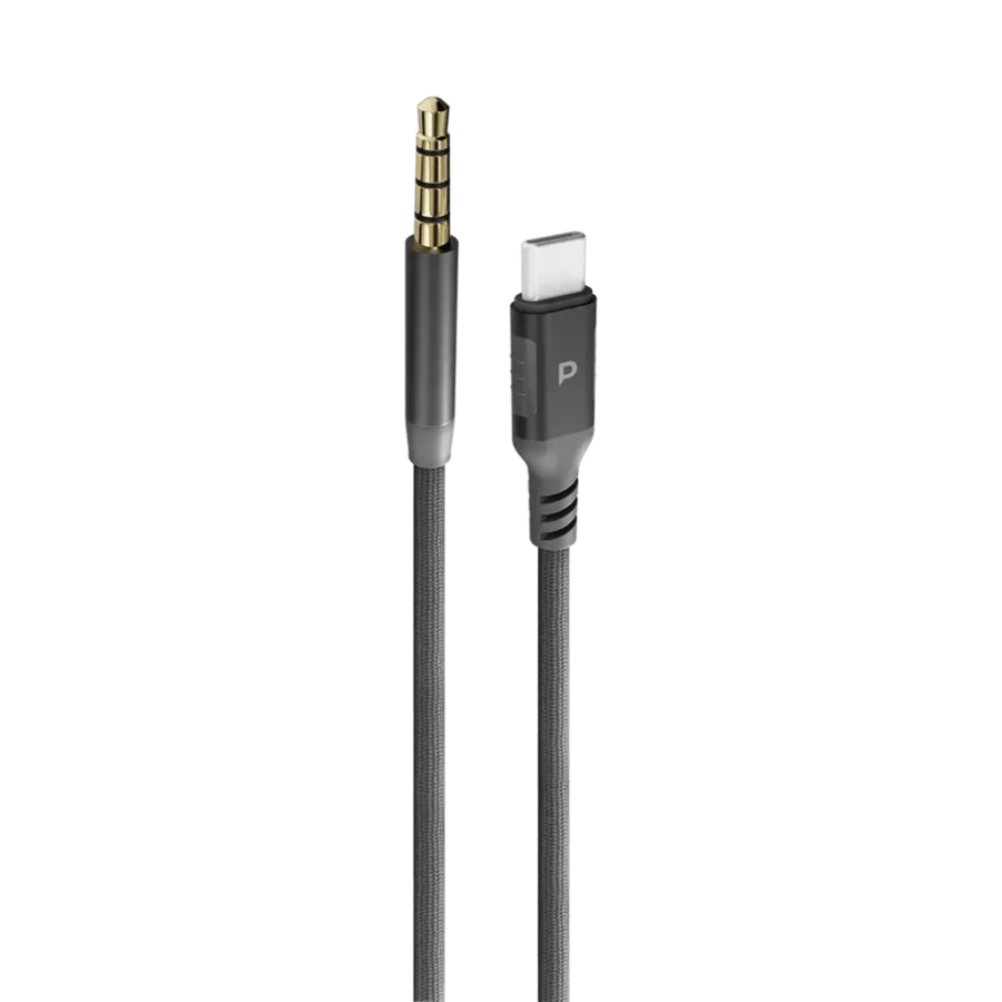 كابل Powerology Power Sync Weave USB-C إلى صوت 3.5 ملم بطول 1.2 متر