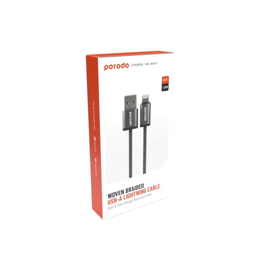كابل USB A إلى Lightning 2.4A من بورودو Woven بطول 1.2 متر