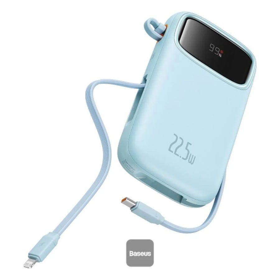 QPower2 Basus battery with a capacity of 20,000 mAh with integrated cables - black