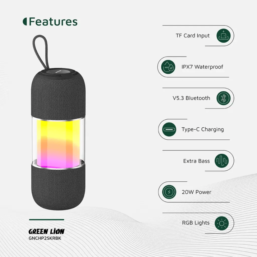 مكبر صوت محمول Green Lion Change Pro RGB - أسود