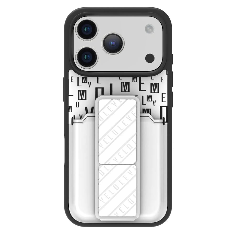 iPhone 17 phone cover with grip and card holder Murfix from Levelo silver stone color
