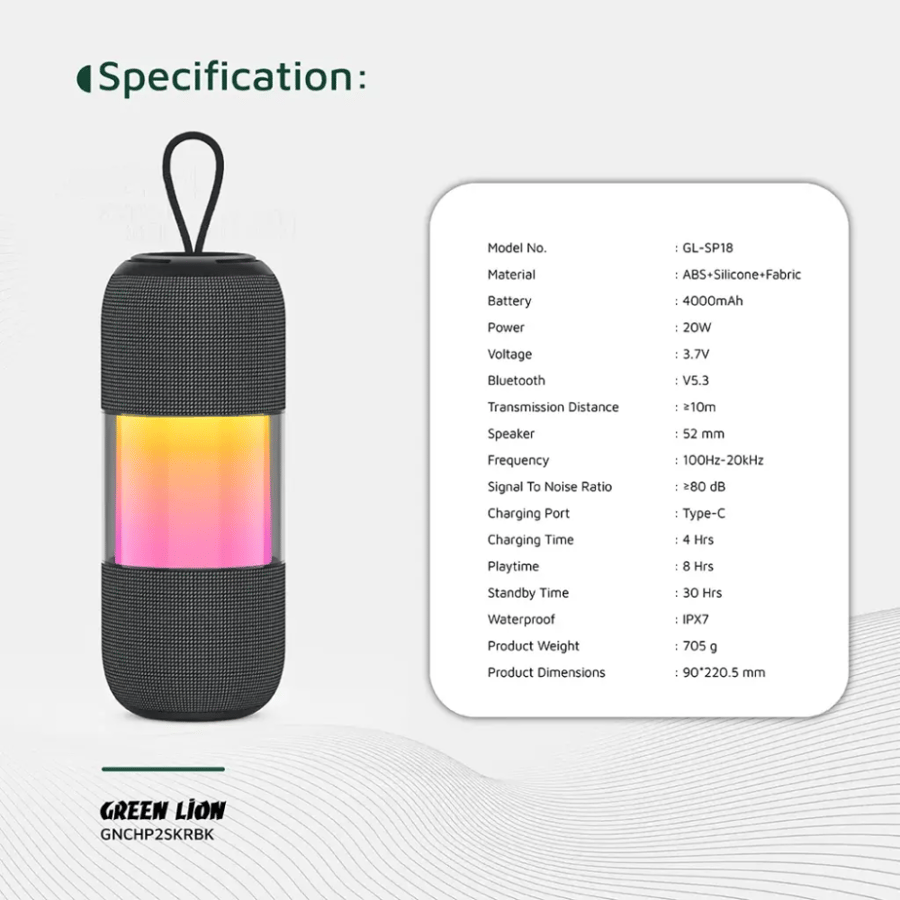 مكبر صوت محمول Green Lion Change Pro RGB - أسود