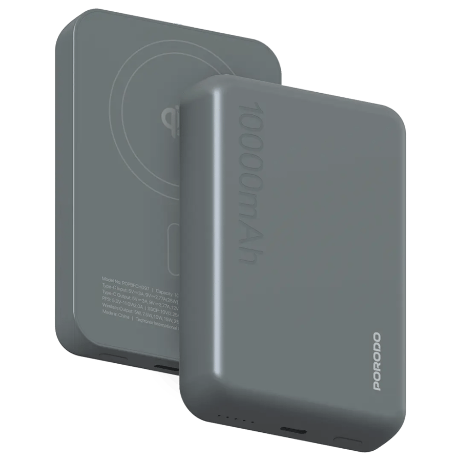 بورودو فينت-سينك 10000mAh باور بنك مغسيف - رمادي