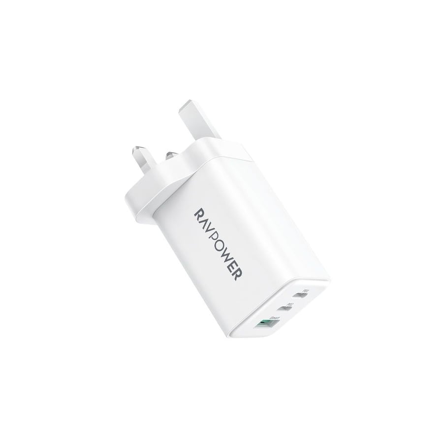 شاحن جداري راف باور بايونير 65 واط منفذين USB-C ومنفذ USB-A