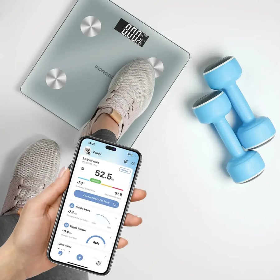 ميزان الجسم الذكي بورودو لايف ستايل جرافيز لقياس الدهون و BMI ابيض