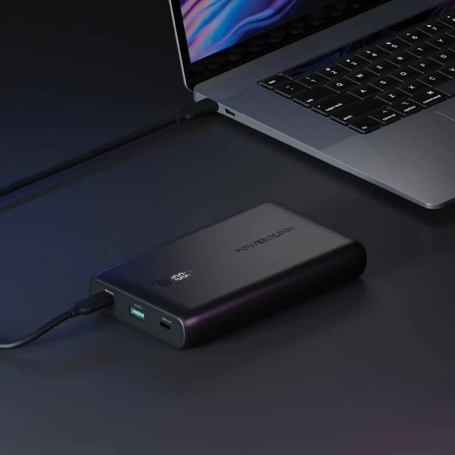 باورولوجي أونكس 10050mAh بنك طاقة مزود بمنافذ USB-C و USB-A - أسود