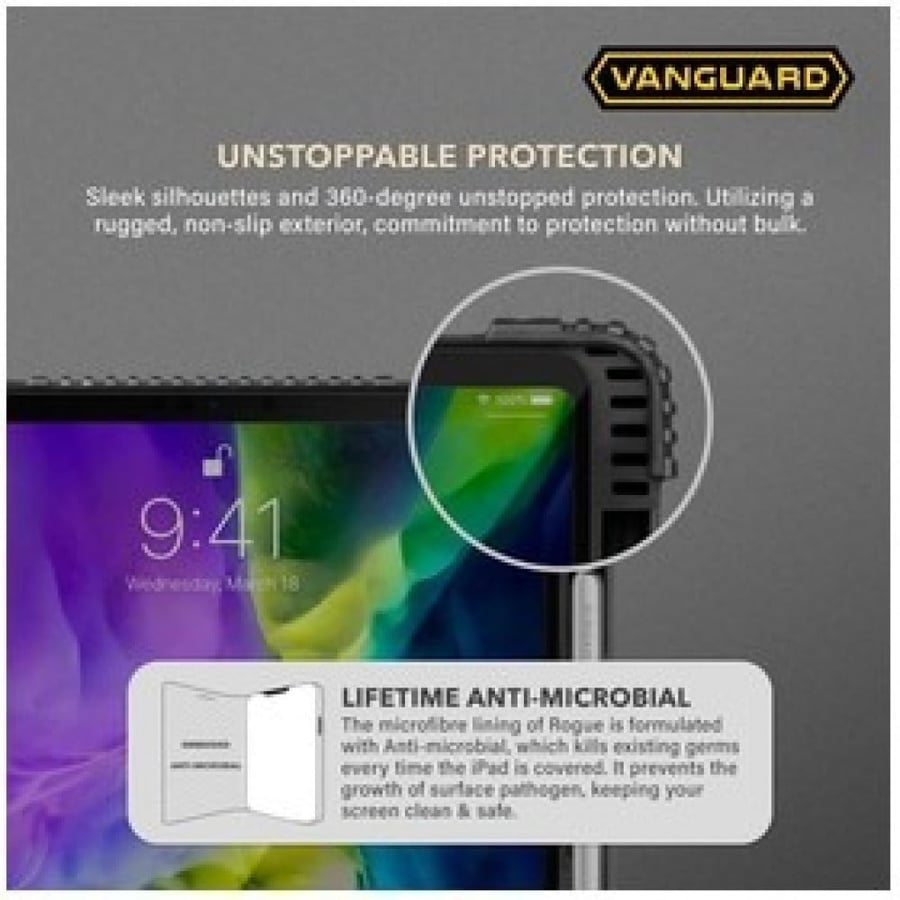 غطاء لجهاز iPad 10.9 2020 / iPad Pro 11 Anti Bacteria Vanguard Rogue Carbon