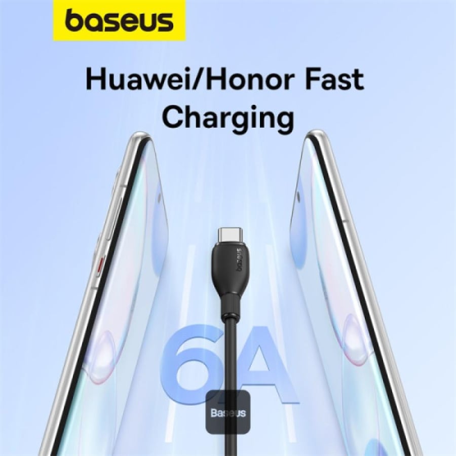 كابل شحن سريع من سلسلة Baseus Pudding مع نقل بيانات عالي السرعة USB-A إلى Type-C 100W 6A 1.2M - أسود