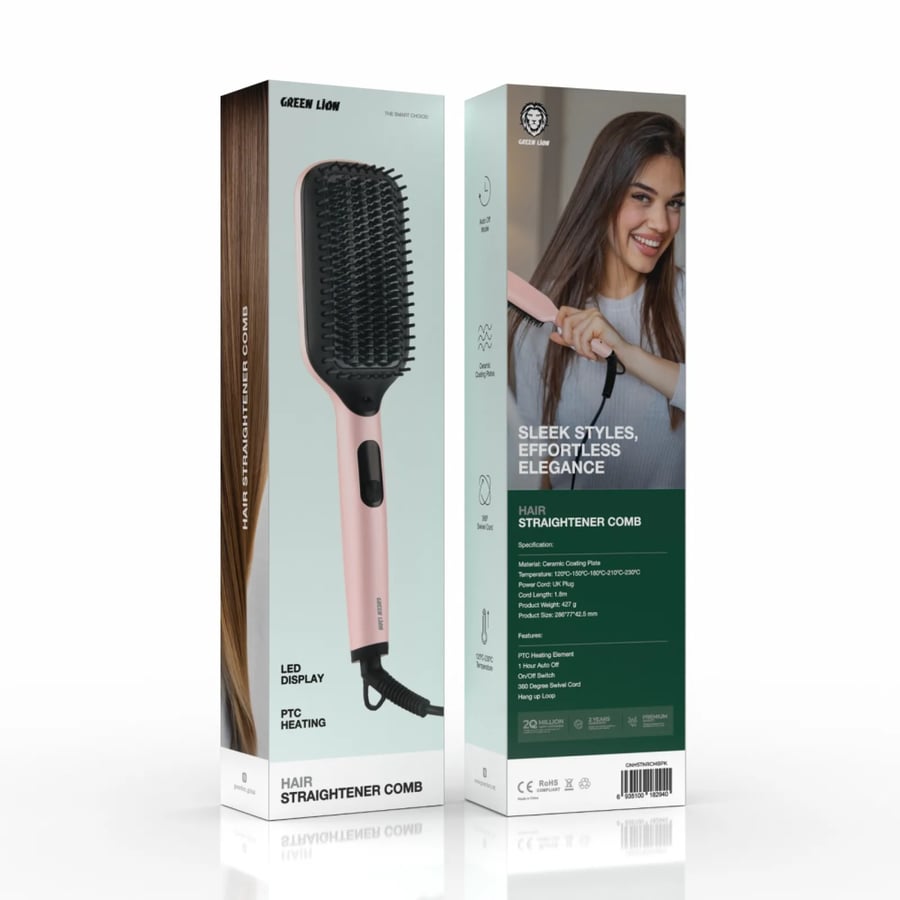مشط فرد الشعر باللون الوردي من جرين ليون Green Lion Straightener Comb Pink