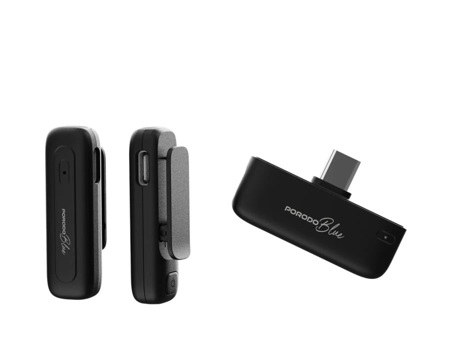 ميكروفون مزدوج لاسلكي بمنفذ USB-C لون أسود بورودو