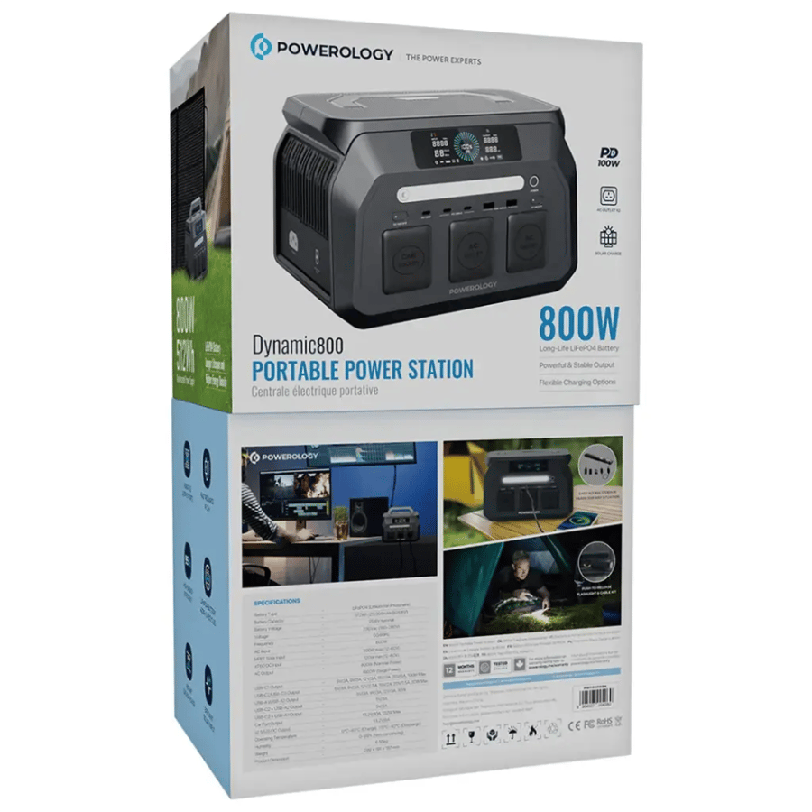 محطة الطاقة المحمولة Powerology Dynamic800 بقوة 800 واط - أسود