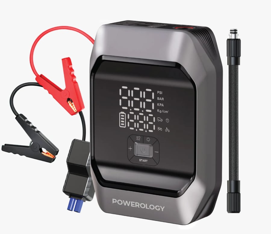 منفاخ هواء للسيارة 10000 ملي أمبير مع جهاز تشغيل السيارة بورولوجي Powerology Jump Starter