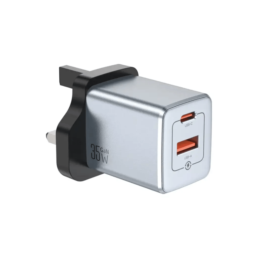 شاحن حائط قرين لاين 35 واط GaN Premium UK Plug - رمادي