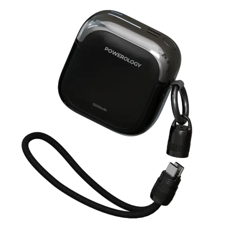 باور بانك Bahamas بسعة 10000mAh – شحن سريع 20W PD مع كابلات Type-C وLightning مدمجة اسود