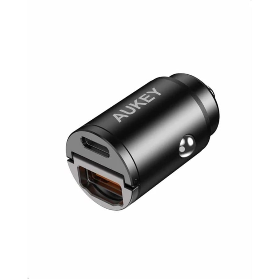 AUKEY CC-A3 NANO dual port car charger with 30-watt power delivery and fast charging