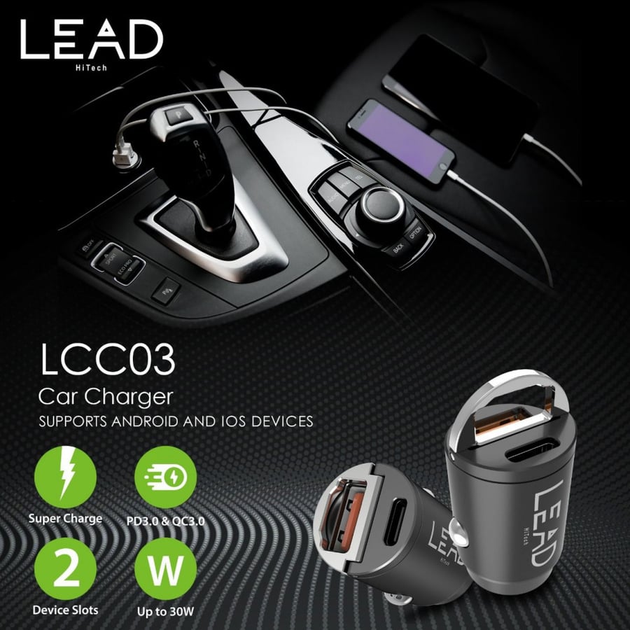 شاحن سيارة LCC03 - PD & QC 3.0