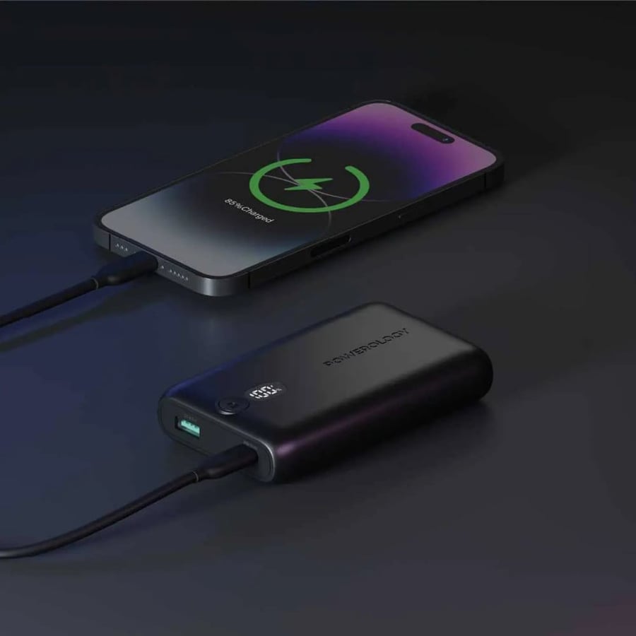 باورولوجي أونكس 10050mAh بنك طاقة مزود بمنافذ USB-C و USB-A - أسود